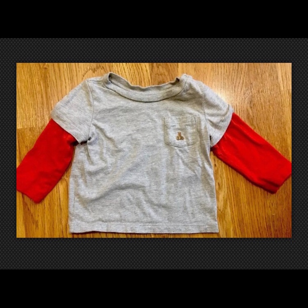 baby GAP 12-18 Months Gray/Red Brannan Bear Top